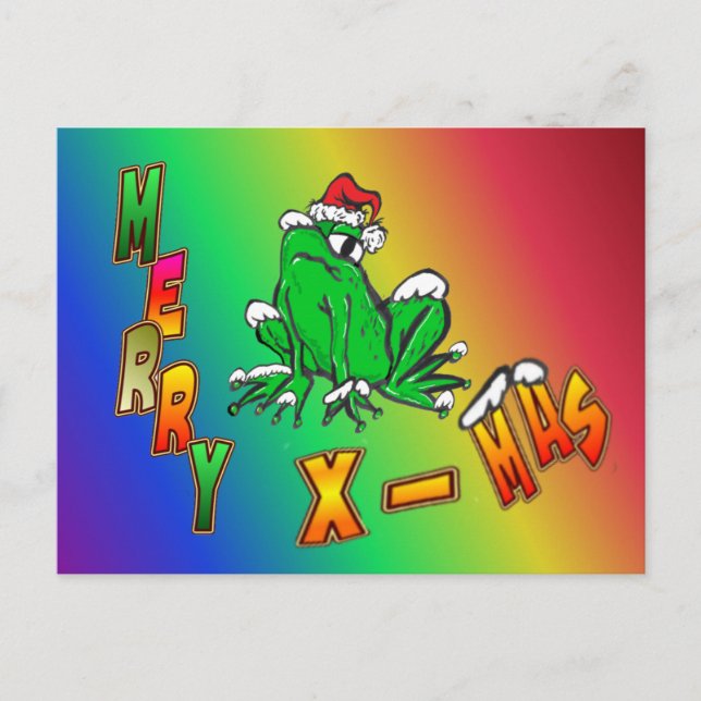 Christmas Santa Frog Merry Christmas Postcard (Front)