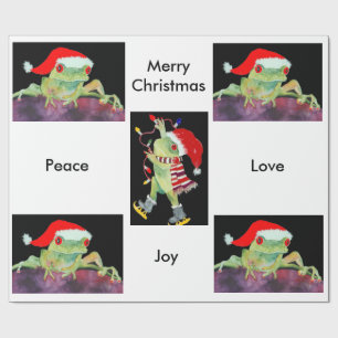 Christmas Santa Frog Wrapping Papper Paper