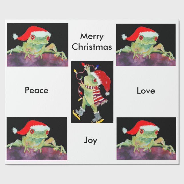 Christmas Santa Frog Wrapping Papper Paper (Flat)