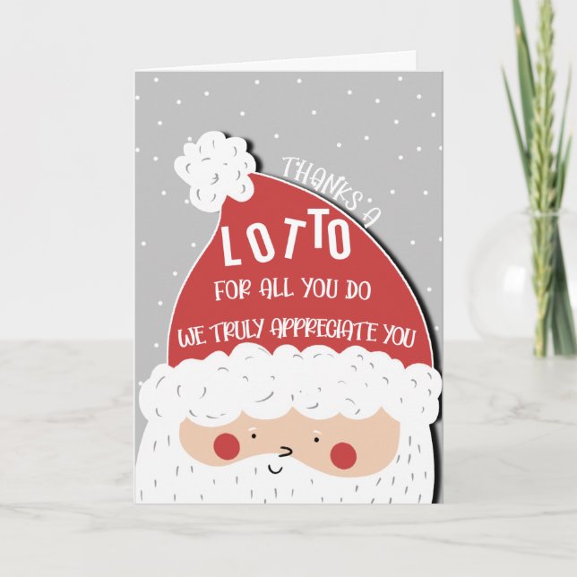 CHRISTMAS SANTA FUNNY THANK YOU LOTTO CARD (Front)