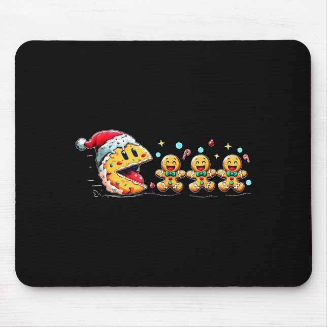 Christmas Santa Game Gaming Chasing Gingerbread  Mouse Pad (Front)