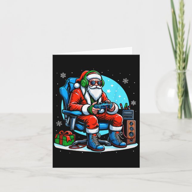 Christmas Santa Gamer Xmas Funny Video Gaming Chri Card (Front)