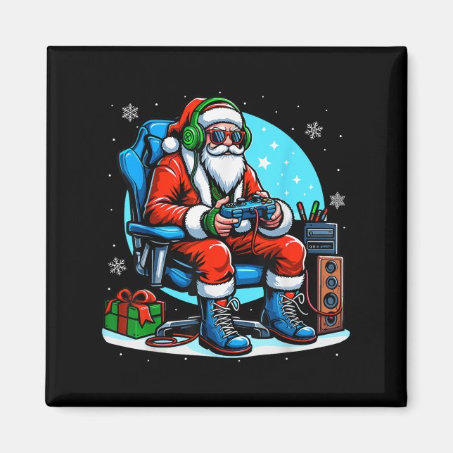 Christmas Santa Gamer Xmas Funny Video Gaming Chri Magnet (Front)