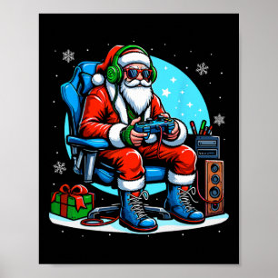 Christmas Santa Gamer Xmas Funny Video Gaming Chri Poster