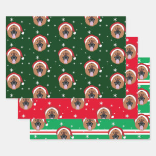 Christmas Santa German Shepherd Dog Snowflake Wrapping Paper Sheet