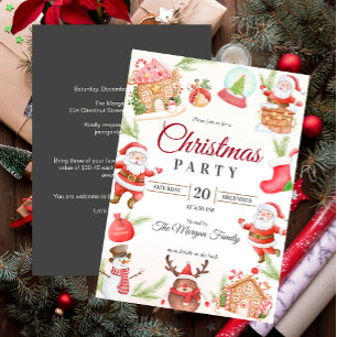 Christmas Santa Gingerbread Holiday Party Invitation