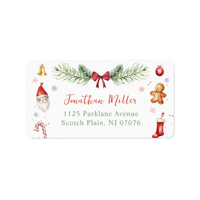 Christmas Santa Gingerbread Holiday Return Address Label (Front)