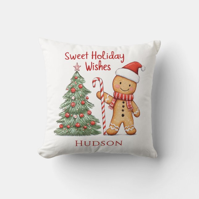 Christmas Santa Gingerbread Man Cushion (Front)
