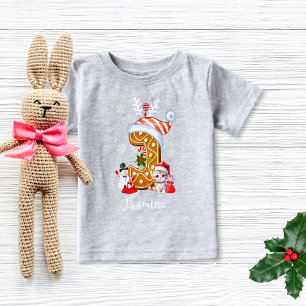 Christmas Santa Gingerbread Name Letter J Girl  Baby T-Shirt