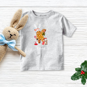 Christmas Santa Gingerbread Name Letter K Boy Toddler T-Shirt