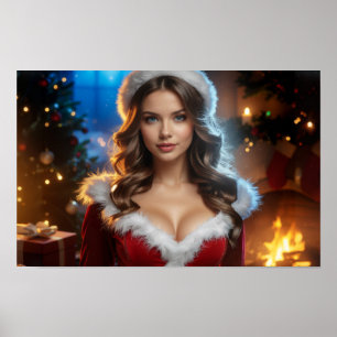 Christmas Santa Girl Poster