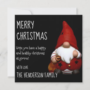 Christmas Santa Gnome   Christmas Holiday Card