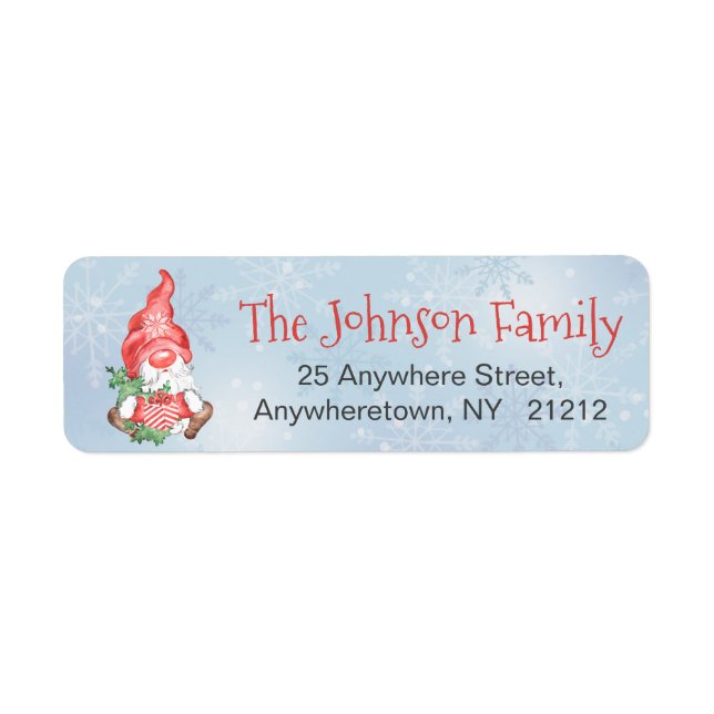 Christmas Santa Gnome Holiday Personalised Return Address Label (Front)