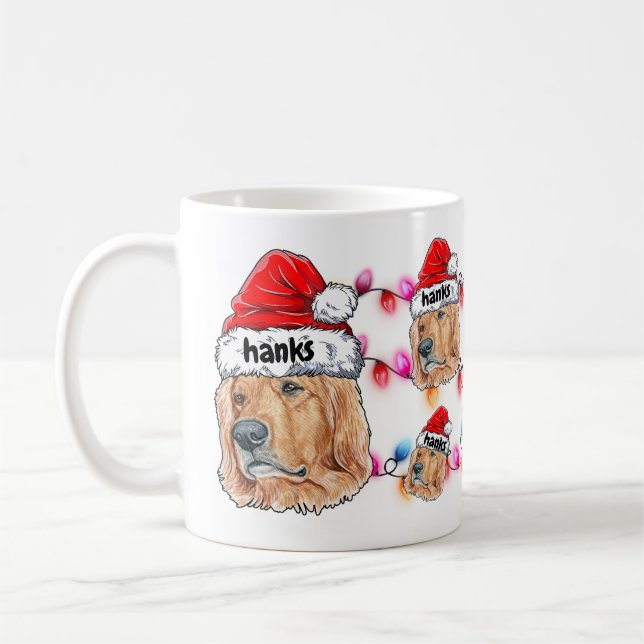 Christmas Santa Golden Retriever Dog Lover Cute Coffee Mug (Left)