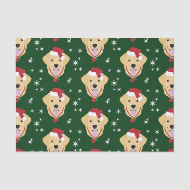 Christmas Santa Golden Retriever Dog Tissue Paper (Front)