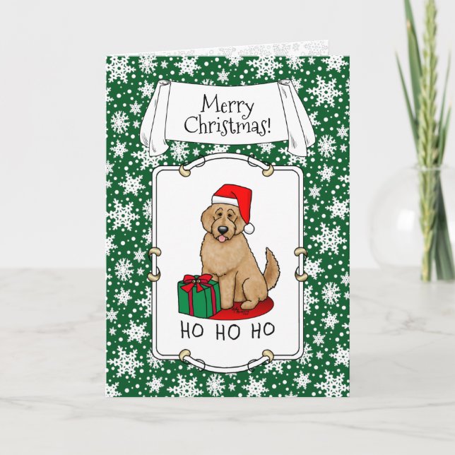 Christmas Santa Goldendoodle (golden red) Dog Cute Card (Front)