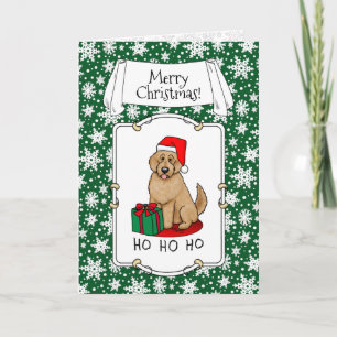 Christmas Santa Goldendoodle (golden red) Dog Cute Card
