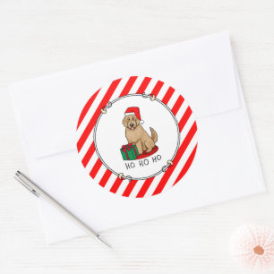 Christmas Santa Goldendoodle (golden red) Dog Cute Classic Round Sticker