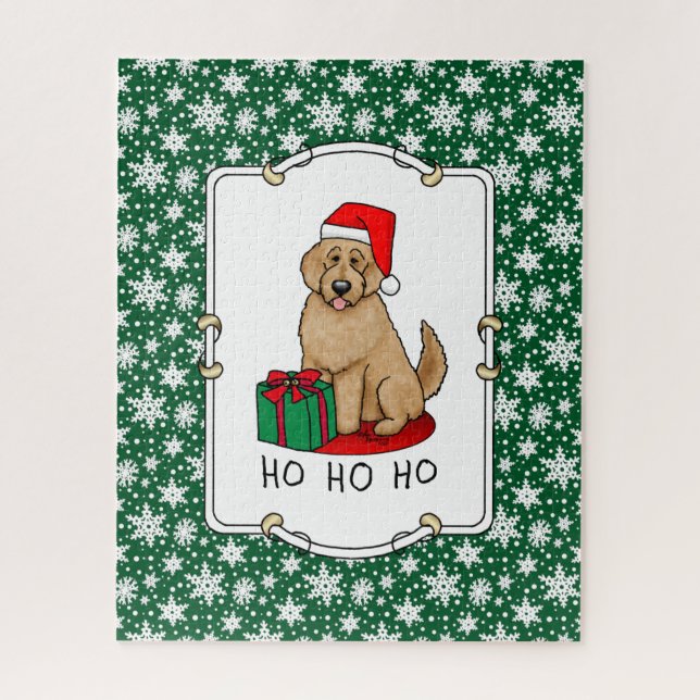 Christmas Santa Goldendoodle (golden red) Dog Cute Jigsaw Puzzle (Vertical)