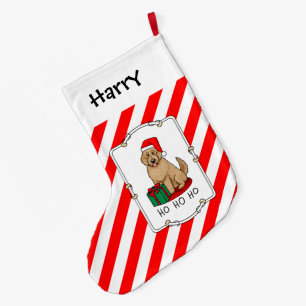 Christmas Santa Goldendoodle (golden red) Dog Cute Large Christmas Stocking