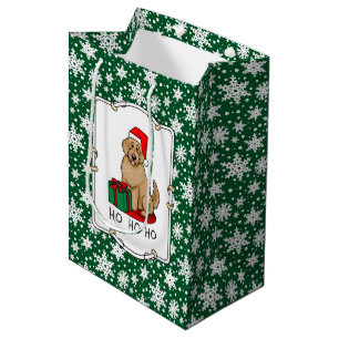 Christmas Santa Goldendoodle (golden red) Dog Cute Medium Gift Bag