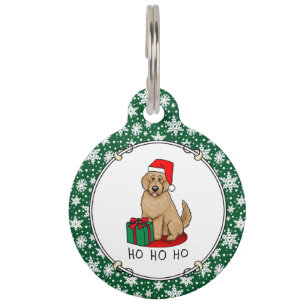 Christmas Santa Goldendoodle (golden red) Dog Cute Pet Tag