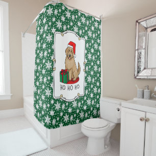 Christmas Santa Goldendoodle (golden red) Dog Cute Shower Curtain