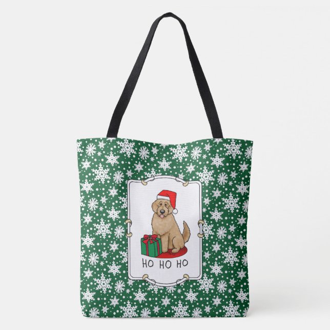 Christmas Santa Goldendoodle (golden red) Dog Cute Tote Bag (Back)