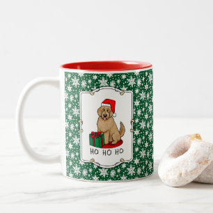 Christmas Santa Goldendoodle (golden red) Dog Cute Two-Tone Coffee Mug