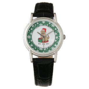 Christmas Santa Goldendoodle (golden red) Dog Cute Watch