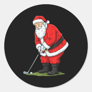 Christmas Santa Golf Golfer Xmas Funny Christmas G Classic Round Sticker
