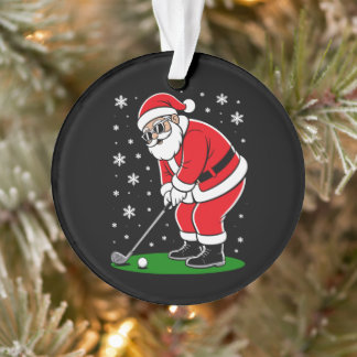 Christmas Santa Golf Golfing Snowflakes Golfer Ornament