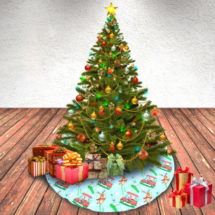 Christmas Santa Golfing With Reindeer Pattern  Brushed Polyester Tree Skirt