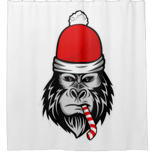 christmas santa gorilla shower curtain