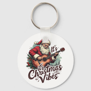 Christmas Santa Guitar Player - Rockin Around the  Key Ring