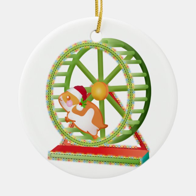 christmas santa hamster ceramic ornament (Front)