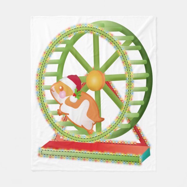 christmas santa hamster fleece blanket (Front)