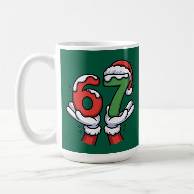Christmas Santa Hand 67 6 7  Coffee Mug (Left)