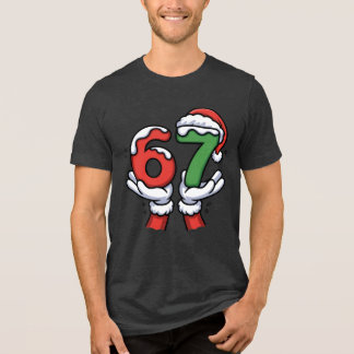 Christmas Santa Hand 67 6 7 Tri-Blend Shirt