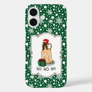 Christmas Santa Hat Afghan Hound Dog Fawn Cute iPhone 16 Case