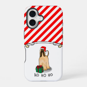 Christmas Santa Hat Afghan Hound Dog Fawn Cute iPhone 16 Case
