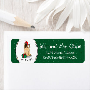 Christmas Santa Hat Afghan Hound Dog Fawn Cute Return Address Label