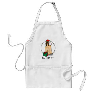 Christmas Santa Hat Afghan Hound Dog Fawn Cute Standard Apron