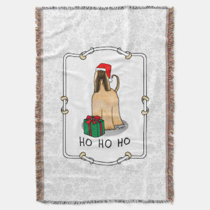 Christmas Santa Hat Afghan Hound Dog Fawn Cute Throw Blanket