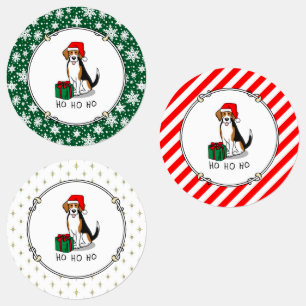 Christmas Santa Hat Beagle (tri colour 3) Dog Cute