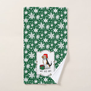 Christmas Santa Hat Beagle (tri colour 3) Dog Cute Bath Towel Set