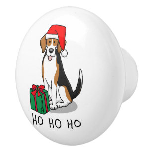 Christmas Santa Hat Beagle (tri colour 3) Dog Cute Ceramic Knob