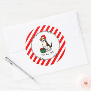 Christmas Santa Hat Beagle (tri colour 3) Dog Cute Classic Round Sticker