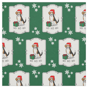 Christmas Santa Hat Beagle (tri colour 3) Dog Cute Fabric