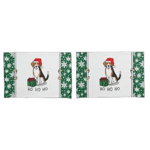 Christmas Santa Hat Beagle (tri colour 3) Dog Cute Pillowcase